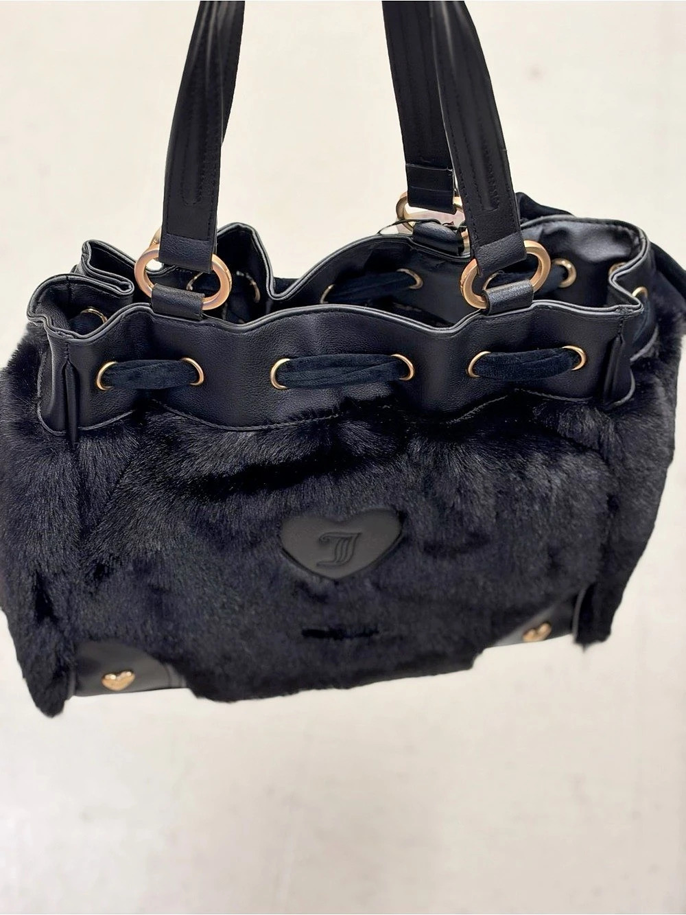 Juicy Couture Black Faux Fur Tote Bag